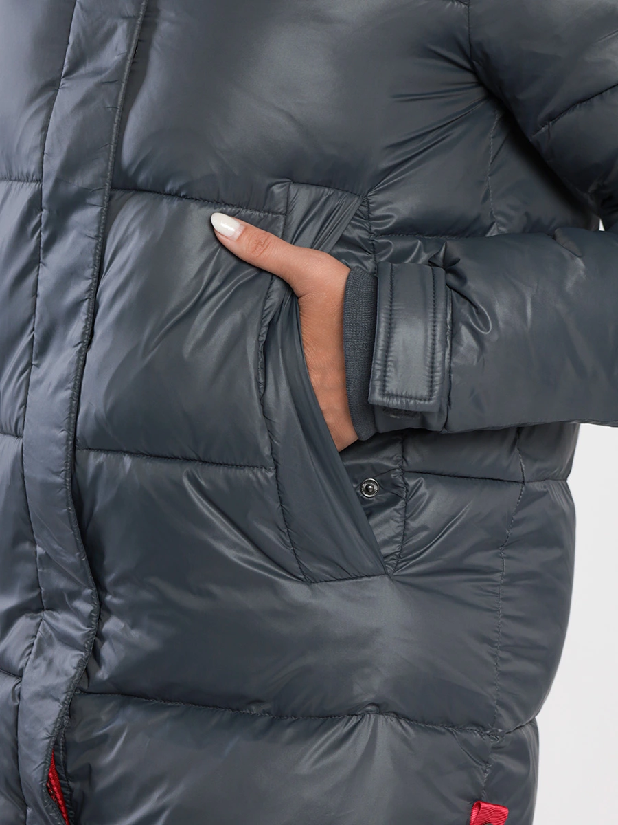 Пальто графитового цвета стеганое с утеплителем  LITHERMO